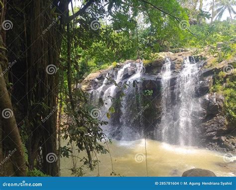 Curug Tomo Waterfall Is A Beautiful Natural Tour Stock Photo Image Of