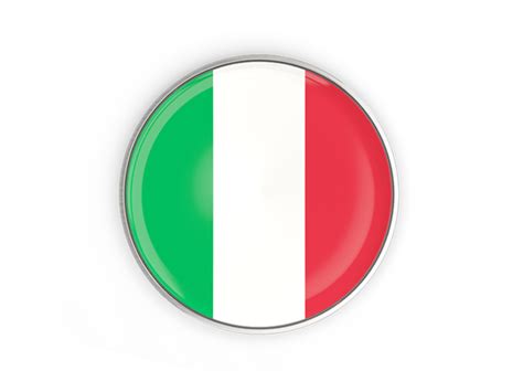 Round Button With Metal Frame Illustration Of Flag Of Italy