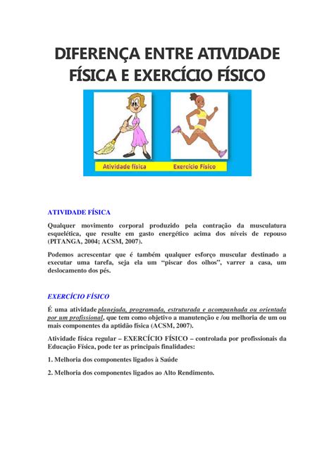 Qual A Diferença Entre Exercício Físico E Atividade Física