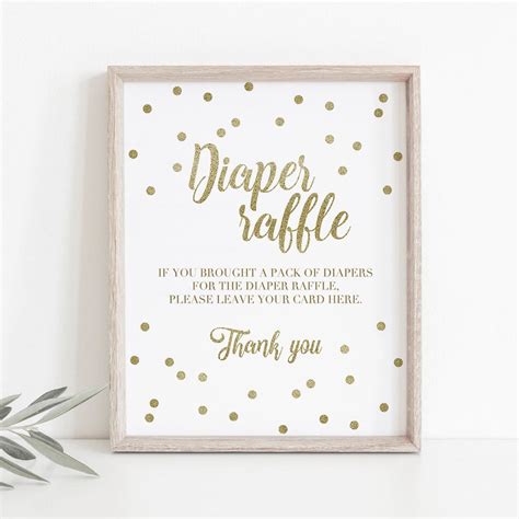 Gold Diaper Raffle Sign Template For Neutral Baby Shower Instant