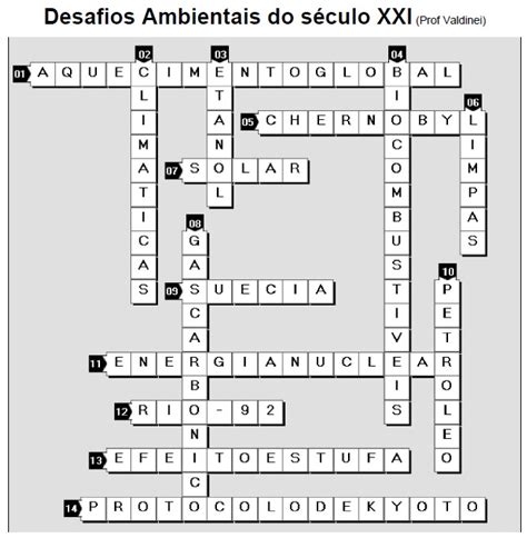 Profº Valdinei Andrade: Cruzadinha sobre meio ambiente