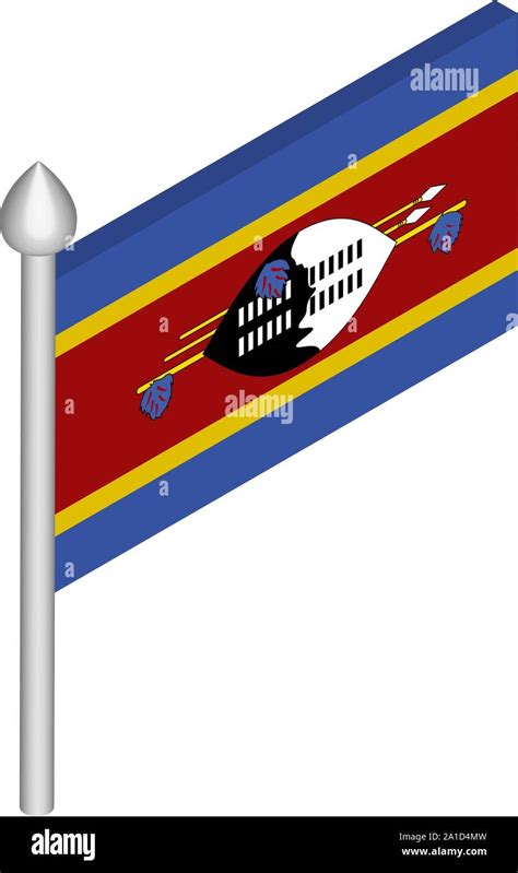 Isometric Illustration Of Flagpole With Swaziland Eswatini Flag Stock