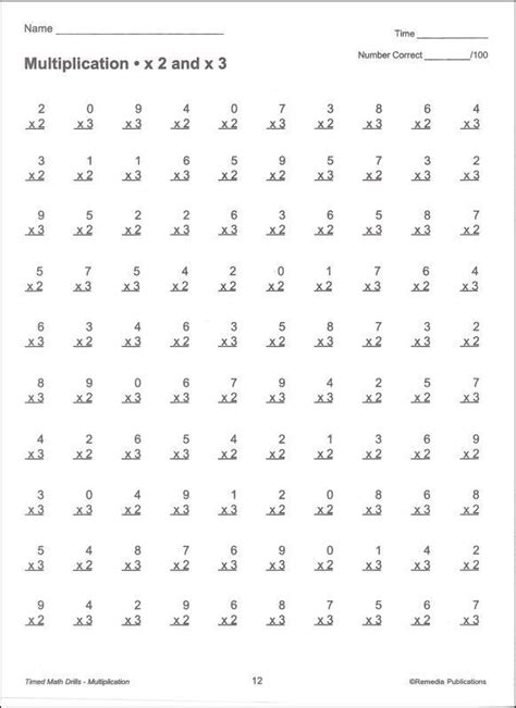 The Worksheet For Addition And Subtraction To Multiplication 2 And 3