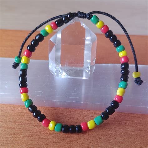 Rastafari Bracelet Adjustable Jamaican Bob Marley Jewelry Reggae Red