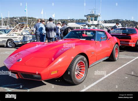 Red Corvette Stingray American Muscle Car From 1973 At A Sydney Classic