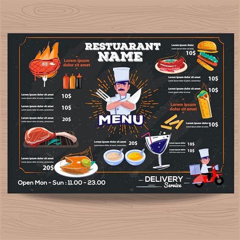 Premium Vector Steak House Restaurant Menu Price Template