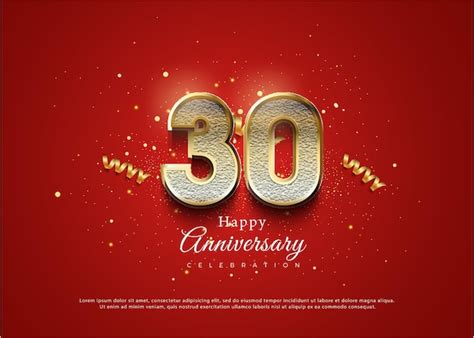 Premium Vector 30th Anniversary With 3d Golden Ribbon Decoration Vector Premium Design