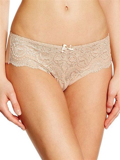 Culotte Slip Playtex P04RA Flower Lace Midi Slip Femme Beige