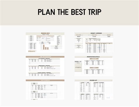 Travel Planner Spreadsheet Google Sheets Template Travel Organizer Trip ...