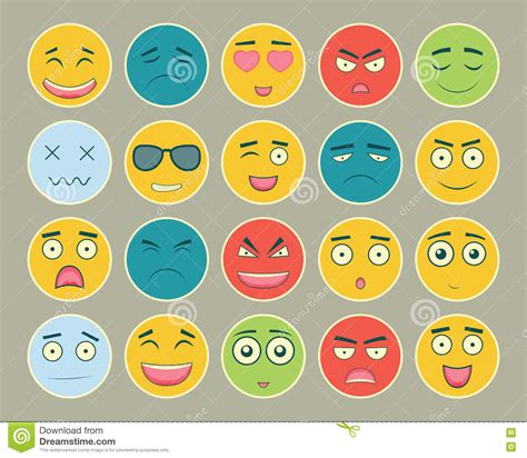 Reeks Van Het Emoticons De Vlakke Ontwerp Emoticon Voor Website