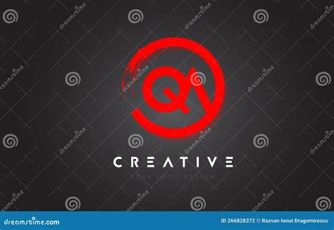 Red Qa Circular Letter Logo With Circle Brush Design And Black