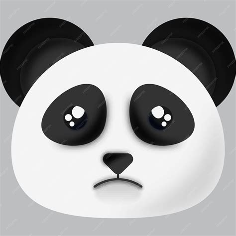 Premium Vector | Sad Panda Animal Cartoon Face Over Grey Background