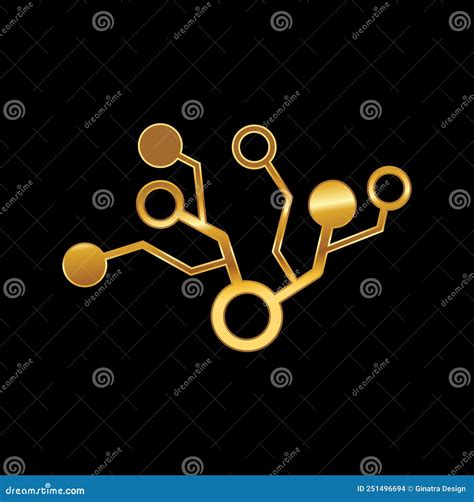 Golden Circuit Tree Technology Logo Sign Stock Vector Illustration Of