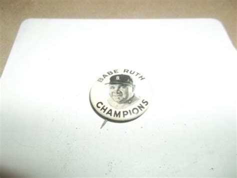 Vintage 1935 Quaker Oats Babe Ruth Champions Pin Baseball Parisian