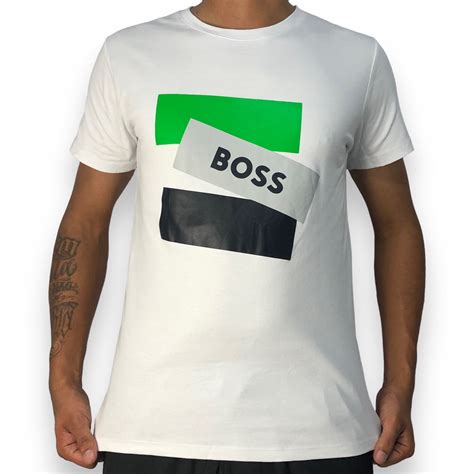 Camisa Peruana Hugo Boss Branca Tr S Ret Ngulos Verde Cinza Azul