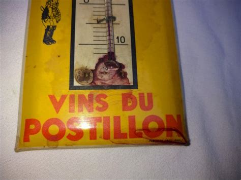 thermomètre ancien publicitaire Vins du Postillon en glaçoïde