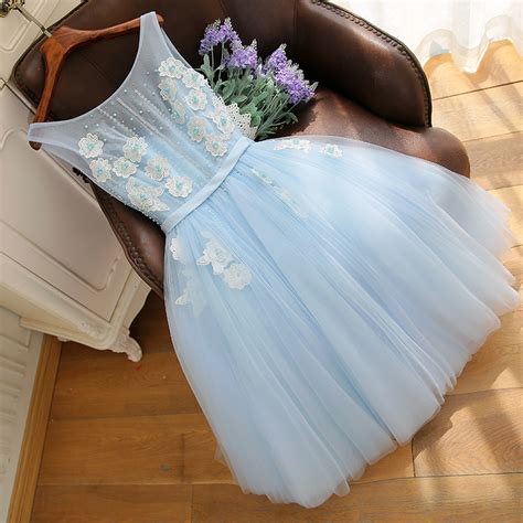 Sky Blue Tulle Homecoming Dress With A Line Short Cocktail Dress