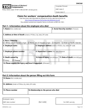 Fillable Online Revised Dwc Form Claim For Workers Compensation