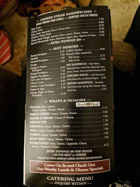 Menu at Colosseo pizzeria, Monticello