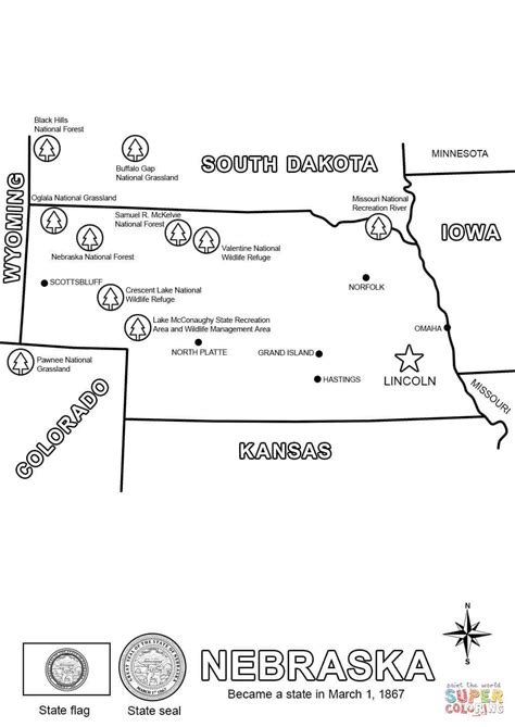 Nebraska Map Coloring Page Free Printable Coloring Pages Printable