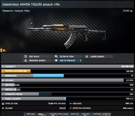 【タルコフ】kalashnikov Akmsn 762x39 Assault Rifleの性能とおすすめ弾薬【escape From