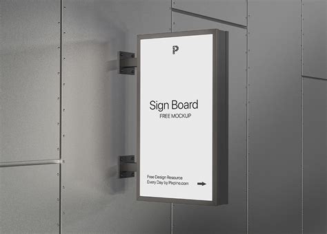 Free Vertical Wall Mounted Logo Sign Board Mockup Psd Psfiles