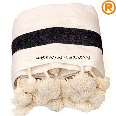 Glamorous Hand Woven Off White Bedspread With Pom Poms, View woven ...