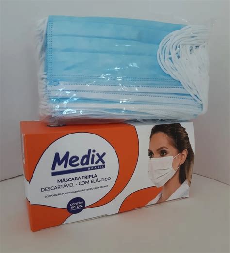 M Scara Descart Vel Prote O Facial Tripla Azul Unidades Mercado Livre