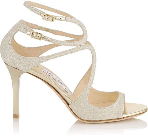 Jimmy Choo IVETTE Platinum Ice Dusty Glitter Sandals Glitter Shoes