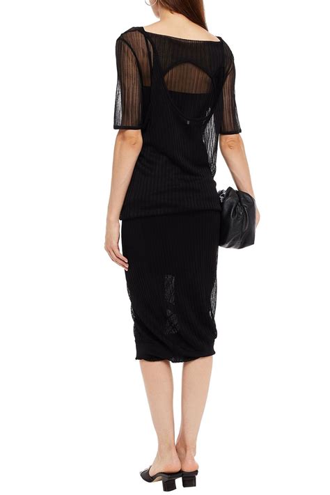 BOTTEGA VENETA Ribbed Silk Blend Midi Dress THE OUTNET