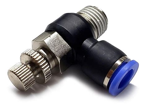 Conector regulador De Caudal Neumático Codo 1 4 Npt X 8 Mm Instrutek