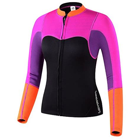 Lemorecn Womens 2mm Neoprene Long Sleeve Jacket Front Zipper Wetsuit