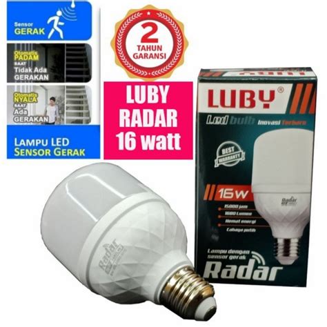 Jual LUBY LAMPU RADAR LED 16 WATT CAHAYA PUTIH SENSOR GERAK OTOMATIS