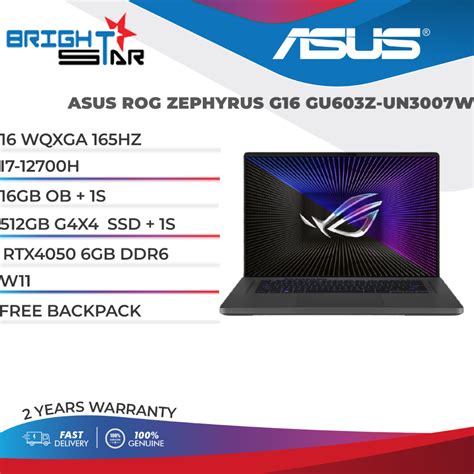 Rog Zephyrus G Gu Z Un W Wqxga Hz I H Gb Ob