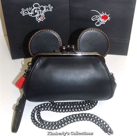 Coach 1941 X Disney Mickey Mouse Ears Black Kisslock Wristlet Clutch 65794 For Sale Online