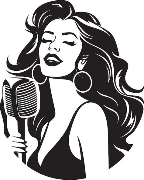 A Woman With Long Hair And A Microphone In Front Of Her Premium Ai Generated Vector