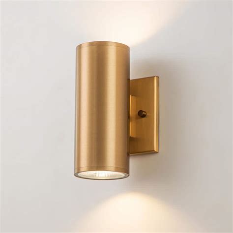 Edislive Alexa 2 Light Gold Integrated Led Cylinder Outdoor Wall Sconce