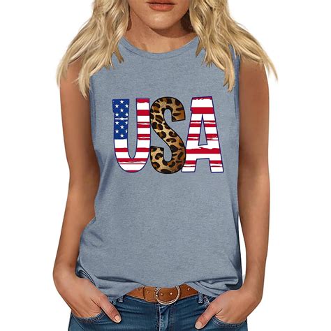 4th Of July Tank Tops For Women American Flag Sleeveless T Shirts