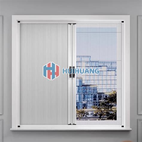 Aluminum Frame Plisse Screen System Pleated Folding Insect Screen And Honeycomb Blind Fabric