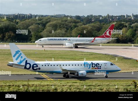 Flybe Embraer Erj 175 And Turkish Airlines Boeing 737 900 At Stock