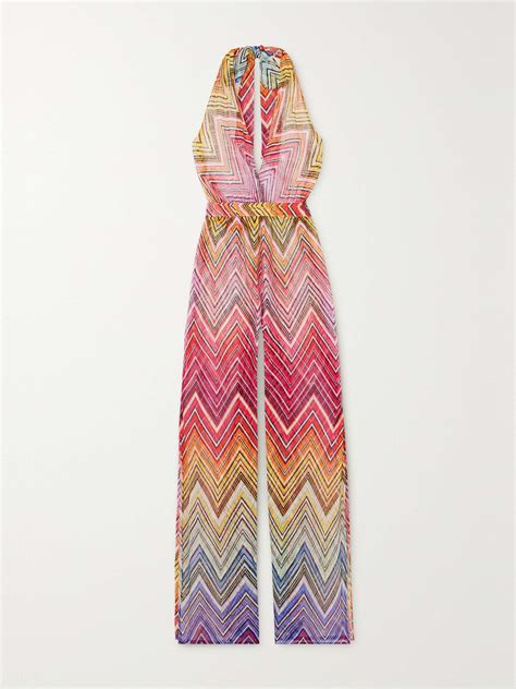 Missoni Mare Striped Crochet Knit Halterneck Jumpsuit Net A Porter