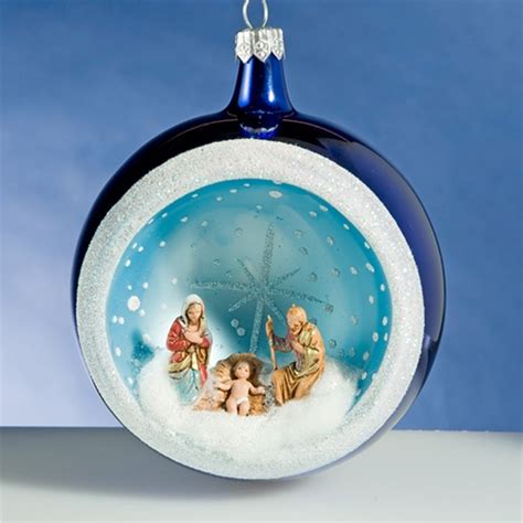 De Carlini Blue Round Nativity Christmas Ornament The Cottage Shop