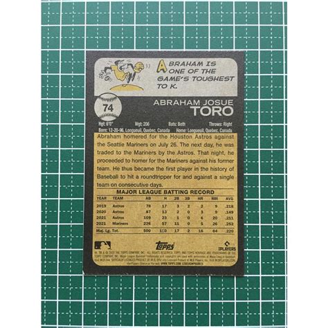 Topps Mlb Heritage Abraham Toro Seattle Mariners Base