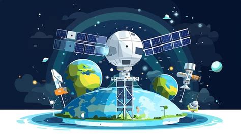 Orbiting Space Station Around Earth In Spaceflight Premium AI