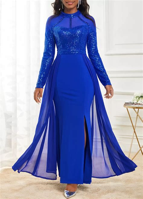 ROTITA Plus Size Sapphire Blue Maxi Bodycon Dress Rotita USD