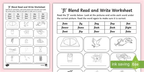 Fl Blend Read And Write Worksheet Teacher Made Twinkl