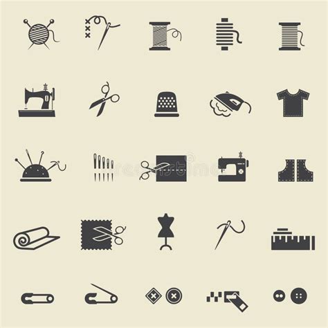 Vector Sewing Equipment And Needlework Icon Set Stock Vector