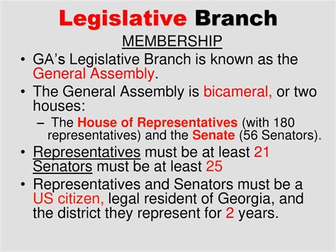 Georgias Legislative And Executivebranches Of Government Ppt Download