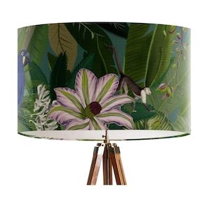 Rainforest Lamp Shade Green Tropical Lampshade Parrots Monkeys