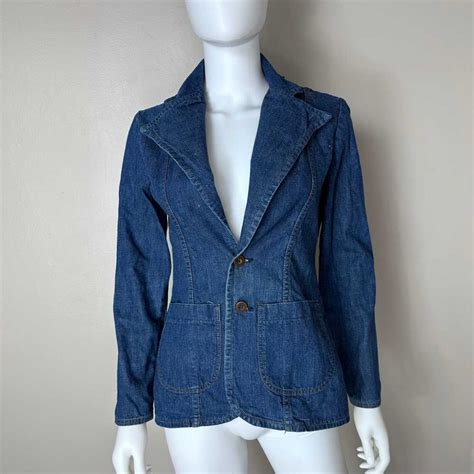 S Denim Blazer Jacket Maverick Size Small Gem